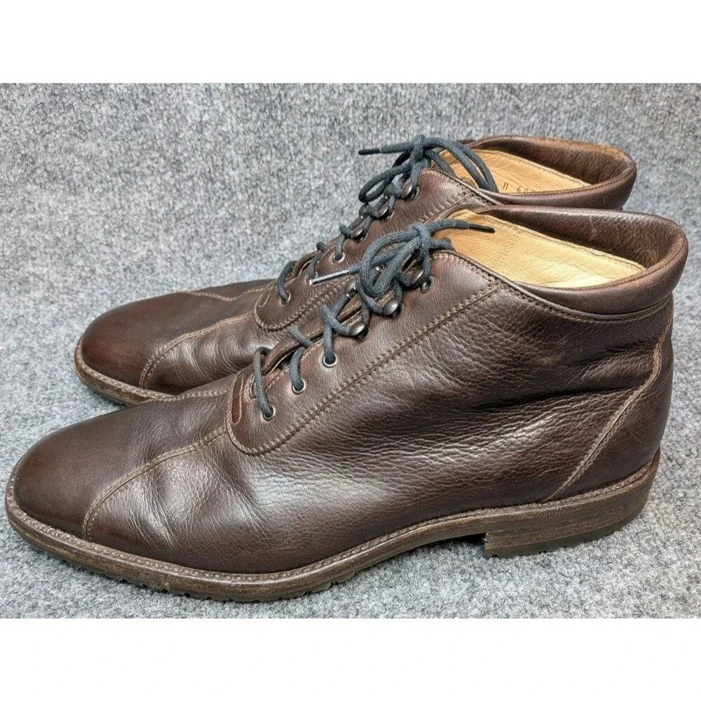 Arthur Beren Italy Brown Leather Chukka Ankle Boots Men 12 M Cap Toe Moustache